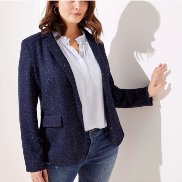 Loft Navy Speckled one button Blazer size 8 - Picture 1 of 8